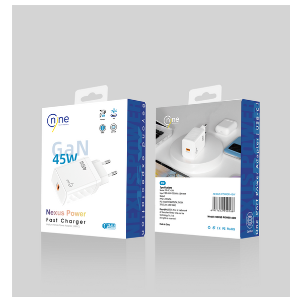  Nine CH 003 - Wall Charger - 45W - White 