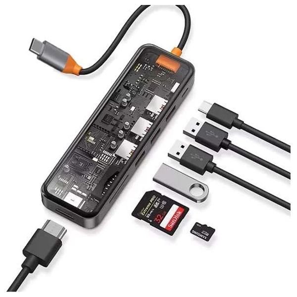 WiWU Cyber Multifunctional 8-in-1 Type C Hub Docking Station - Adapter USB-C