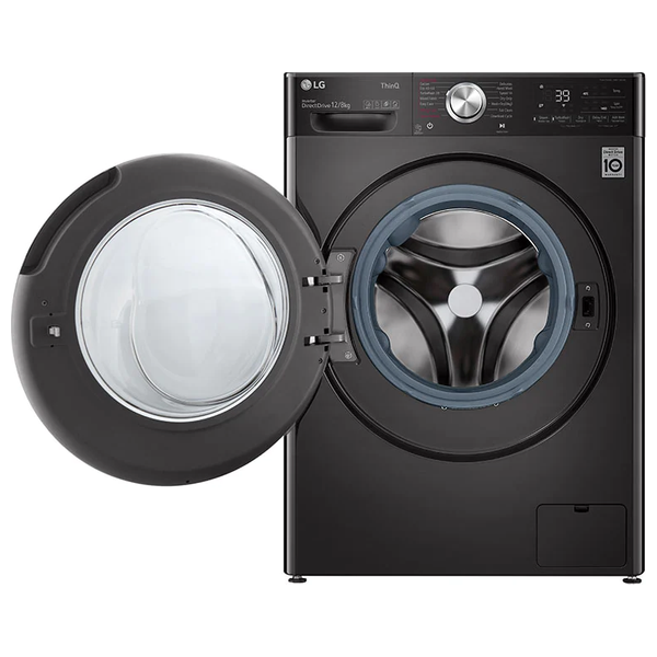  غسالة ومجففة ال جي فتحة امامية - 12 كغم - 1400 دورة بالدقيقة - WDV1260BRP - اسود 