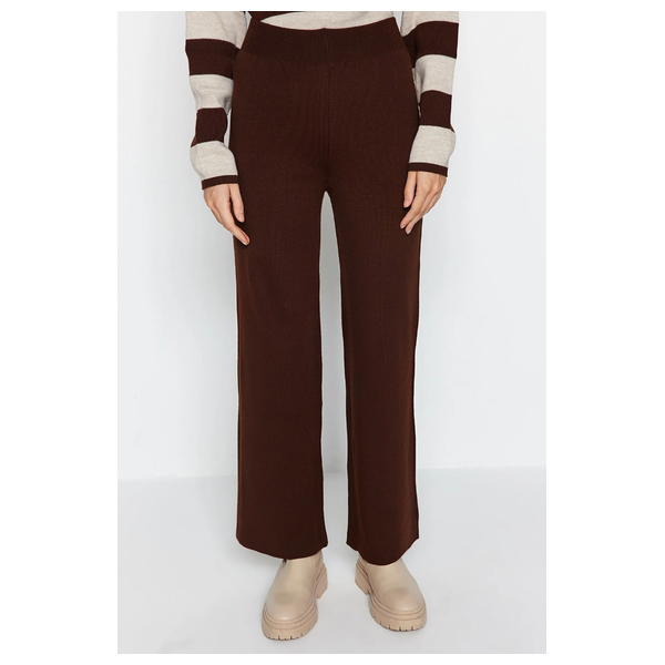ترينديول ميلا بلوزة وسروال منسوجة بقصة واسعة - بني