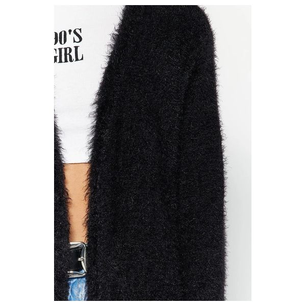Trendyolmilla Shaggy Knitwear Cardigan - Black 