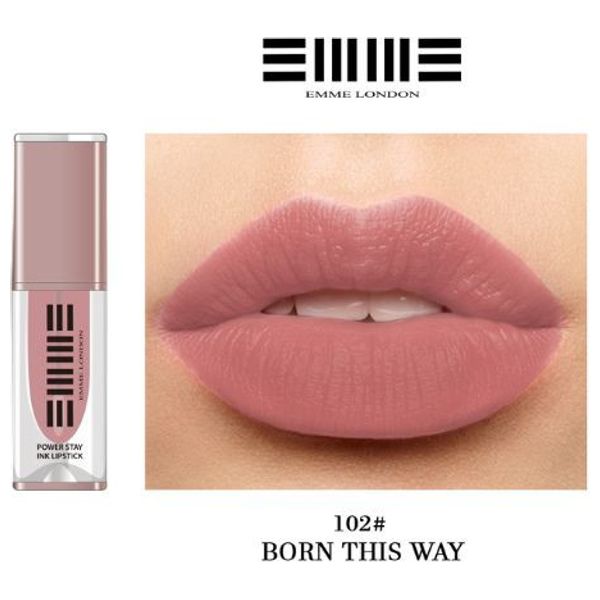  Emme London Power Stay Ink Lipstick - Long-Lasting Waterproof Formula, 102 Born This Way 