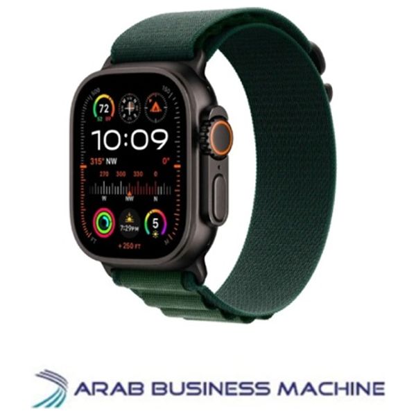  ساعة ابل الترا 2 GPS + Cellular - ملم49 - L - هيكل من التيتانيوم مع حزام جبال الألب اخضر 