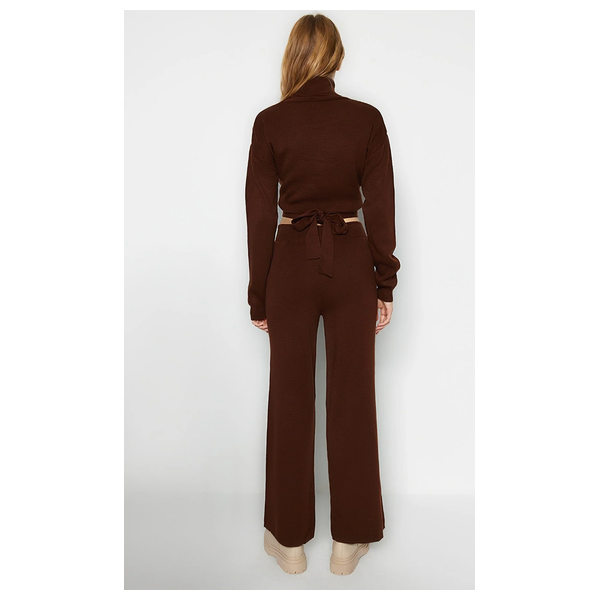 Trendyolmilla Tie Detailed Sweater Trousers Knitwea - Brown