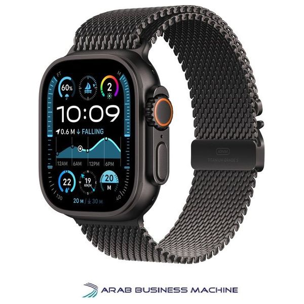  ساعة ابل الترا 2 2024 GPS + Cellular - ملم49 - هيكل من التيتانيوم مع حزام ميلانيز اسود تيتانيوم 