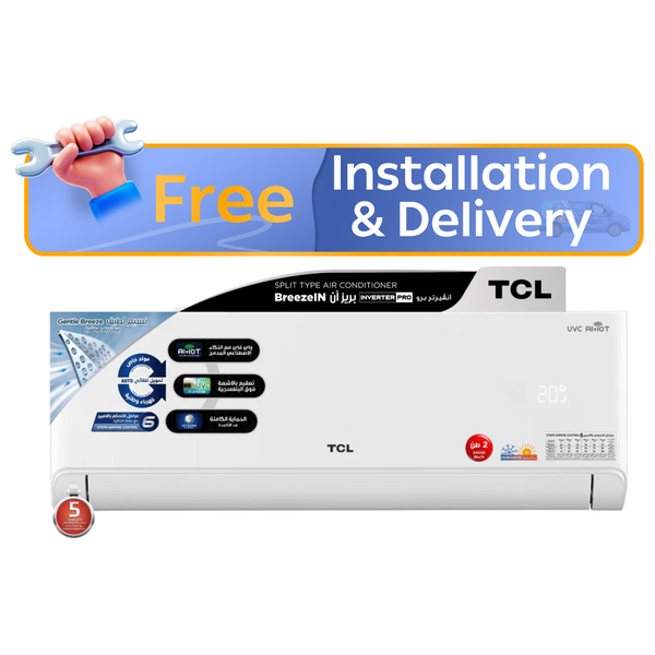  TCL TAC-24CHSA/TPB - 2 Ton - Wall Mounted Split - White - Inverter - 6 Steps Of Automatic Amp Control + Free Installation 