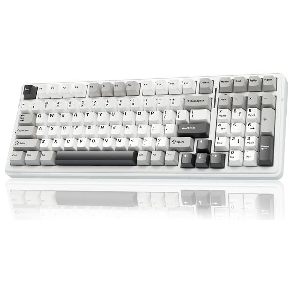 AULA F99 Wireless Mechanical Keyboard - Tri-Mode Connectivity - RGB Backlit Keyboard - White