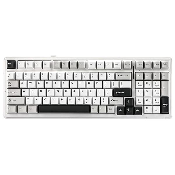 AULA F99 Wireless Mechanical Keyboard - Tri-Mode Connectivity - RGB Backlit Keyboard - White