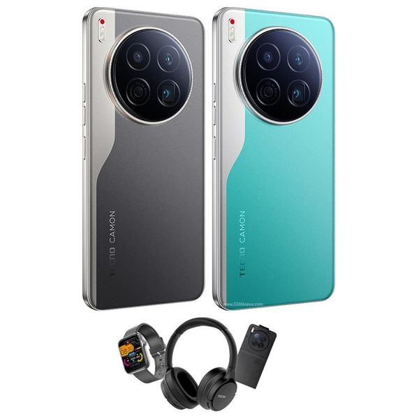 تيكنو Camon 40 Premier 5G - دبل سيم - 6.67 انج - اموليد 144 هيرتز - ميديا ​​تيك ديمنستي 8350 ألتيميت - بحجم بطارية 5100 ميلي امبير + سماعة بلوتوث + حافظة موبايل + ساعة سمارت - حجز مسبق
