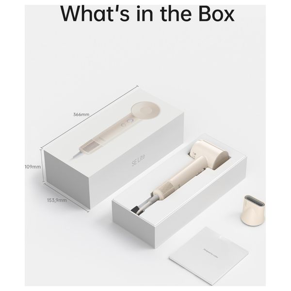 Laifen SE Lite - 1400W - Hair Dryer with Powerful Airflow and Precise Temperature Control - 2.5m - MilkTea + Hair Brush