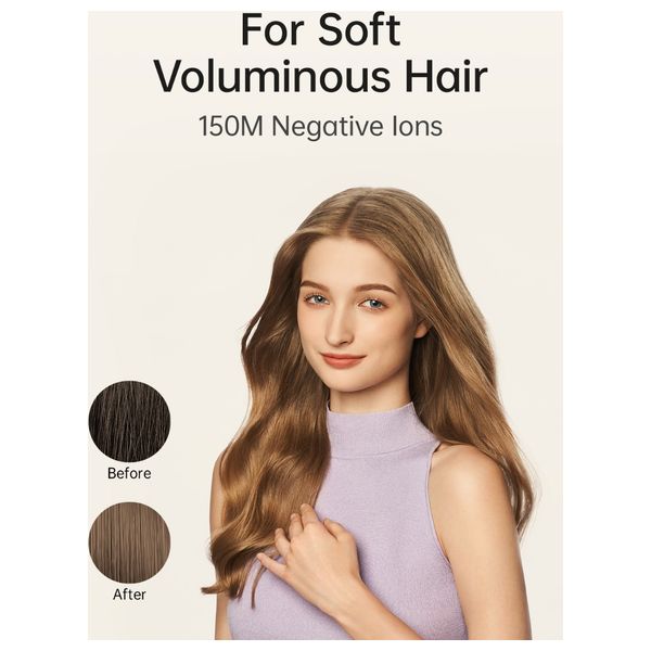 Laifen SE Lite - 1400W - Hair Dryer with Powerful Airflow and Precise Temperature Control - 2.5m - MilkTea + Hair Brush