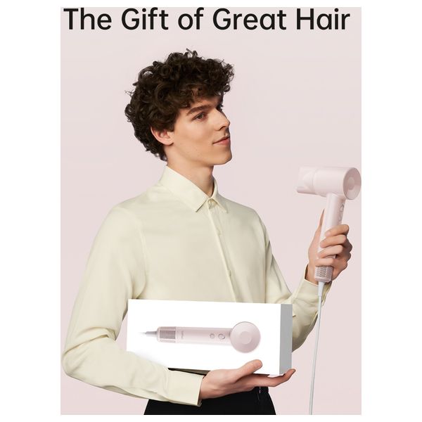 Laifen SE Lite - 1400W - Hair Dryer with Powerful Airflow and Precise Temperature Control - 2.5m - Pink + Hair Brush