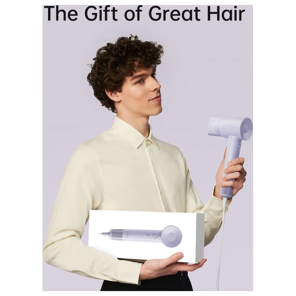 Laifen SE Lite - 1400W - Hair Dryer with Powerful Airflow and Precise Temperature Control - 2.5m - Purple + Hair Brush