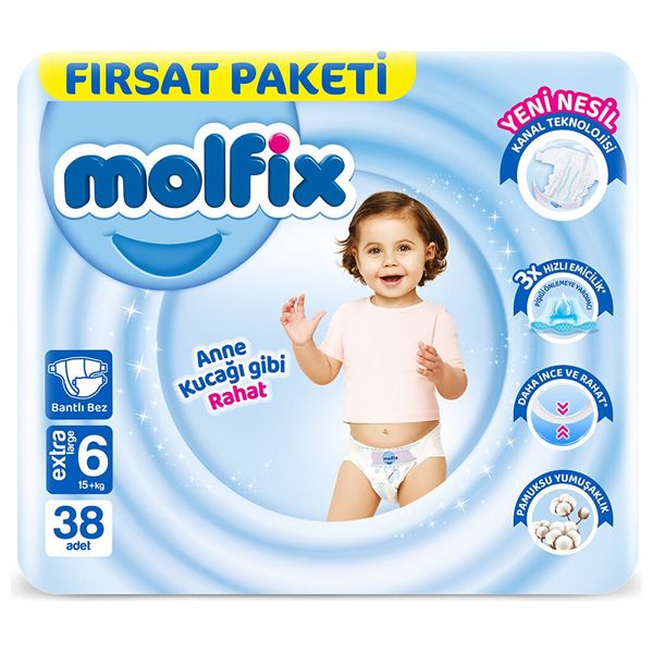 Molfix XL Diapers for Bigger Babies - Size 6 - 38 Pieces