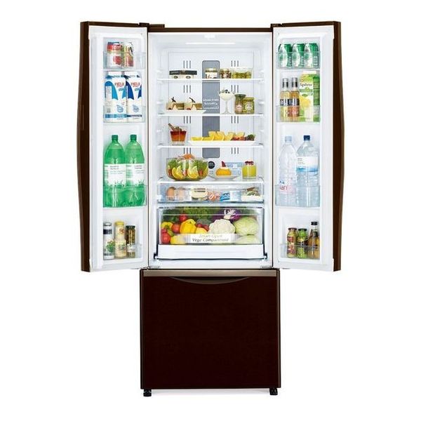 Hitachi R-WB550PUQ2 - 18ft - French Door Refrigerator - Glass Brown