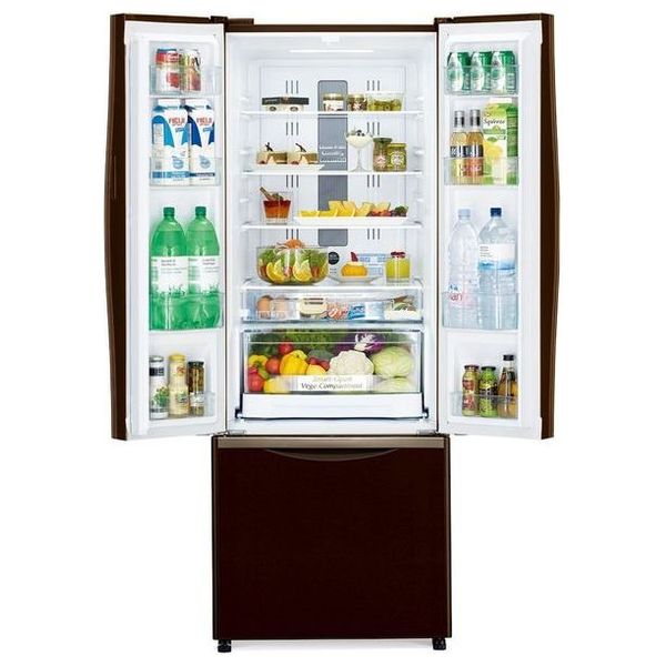 Hitachi R-WB550PUQ2 - 18ft - French Door Refrigerator - Glass Brown