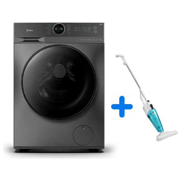 Midea MF200D120WB/T - 12/8Kg - Front Loading Washing Machine & Dryer - Silver + Midea SC861 - Handheld Vacuum Cleaner - White