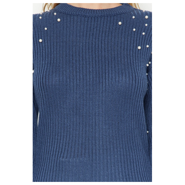 بلوزة نسائية قبة عالية ترينديول ميلا - ازرق