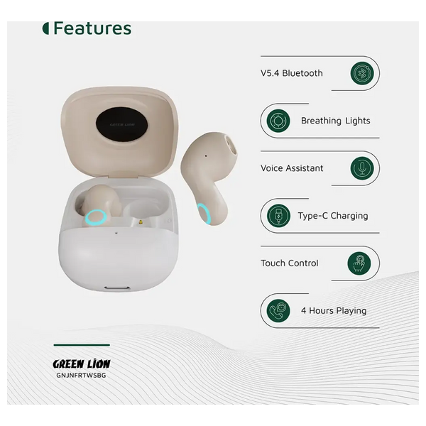 GREEN LION Jenifer GNJNFRTWSBG - Bluetooth Headphone In Ear - Beige