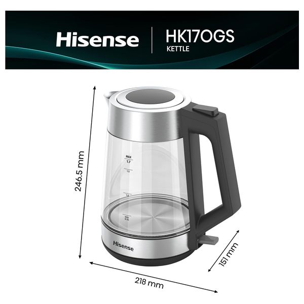  غلاية كهربائية هايسنس - 1.7 لتر - HK170GS - سلفر 