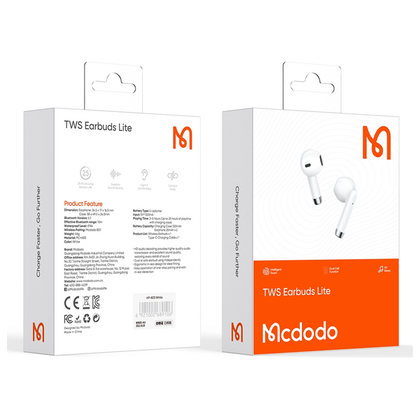  Mcdodo HP-8030 - Bluetooth Headphone In Ear - White 