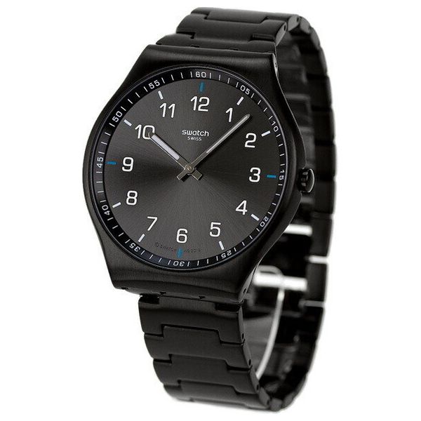  Swatch Watch SS07B100G For Unisex - Analog Display, Stainless Steel Band - Black 