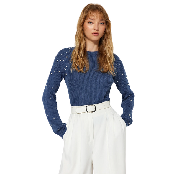 Trendyolmilla Women’s Crew Neck Sweater - Blue