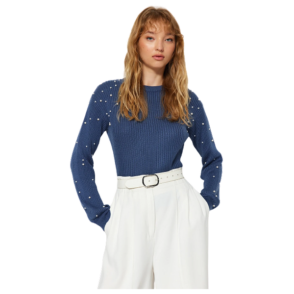 Trendyolmilla Women’s Crew Neck Sweater - Blue