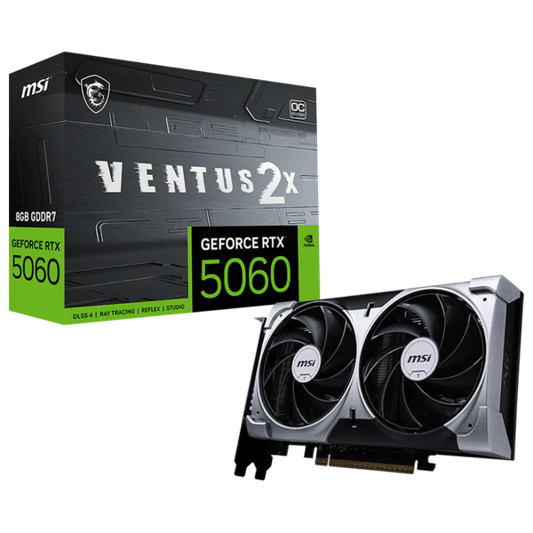  بطاقة رسومات ام اس ئاي - GeForce VENTUS 2X OC - سعة 8 جيجابايت - معالج RTX 5060 - ابيض 