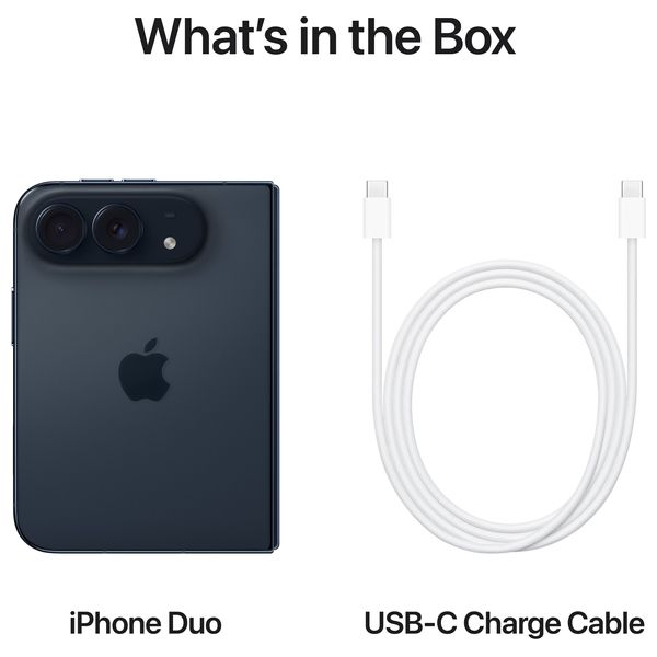 Apple iPhone Duo - eSIM - 6.8 inch Foldable Display - A20 Pro - 48MP Dual Fusion Camera System - Apple Intelligence