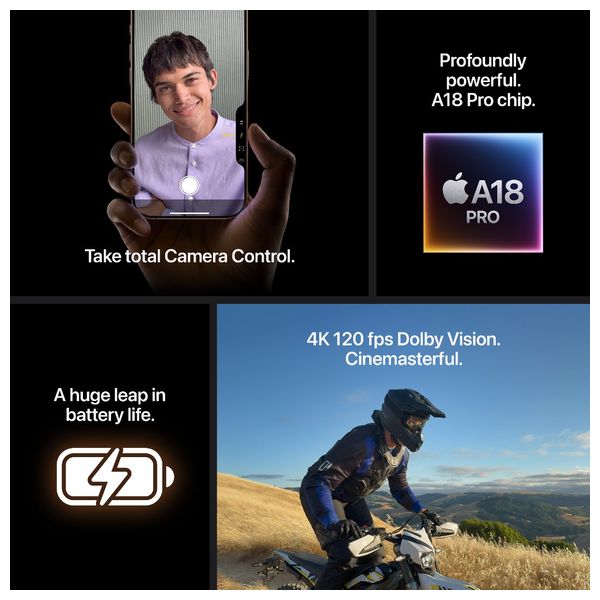 Apple iPhone 16 Pro - 6.3 inch - A18 Pro chip - Apple Intelligence - Titanium design - With Camera Control