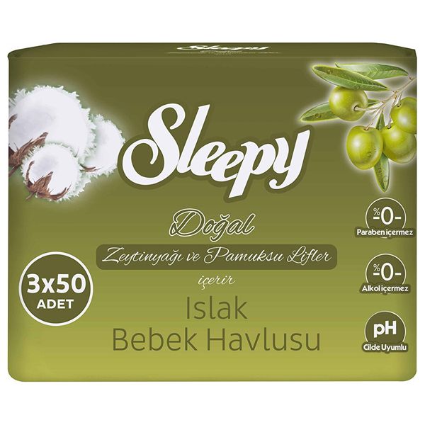  مناديل سليبي بزيت الزيتون للأطفال - 3×50 منديل 