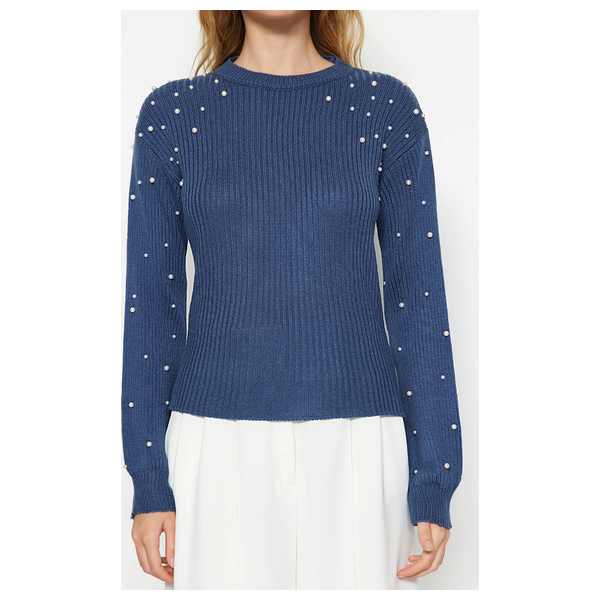 بلوزة نسائية قبة عالية ترينديول ميلا - ازرق