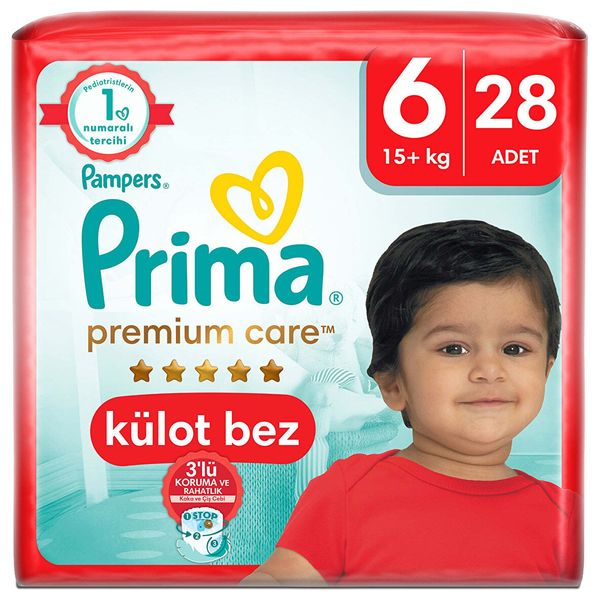  حفاضات بريما بريميوم كير سحب مقاس 6 إكسترا لارج - 28 قطعة 