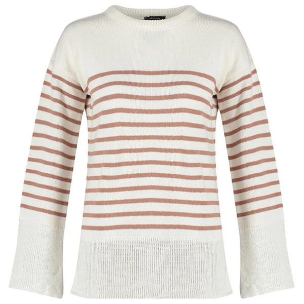 ترينديول ميلا سترة مخططة واسعة - بيجي فاتح