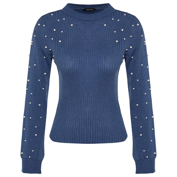 بلوزة نسائية قبة عالية ترينديول ميلا - ازرق