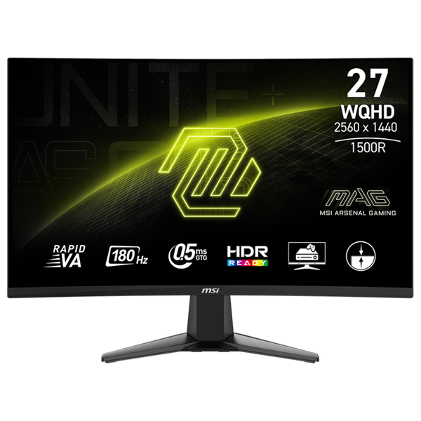 MSI 27-Inch MAG 27CQ6F - Curved Monitor - 180Hz - 0.5ms Response Time - WQHD - 300 Nits - Rapid VA Panel - HDMI
