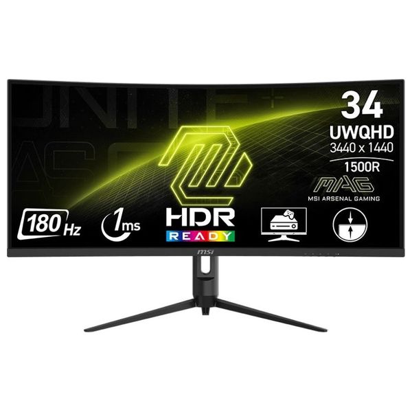 MSI 34-Inch 342CQR-Series - Curved Monitor - 180Hz - 1ms Response Time - UWQHD - 300 Nits - VA Panel