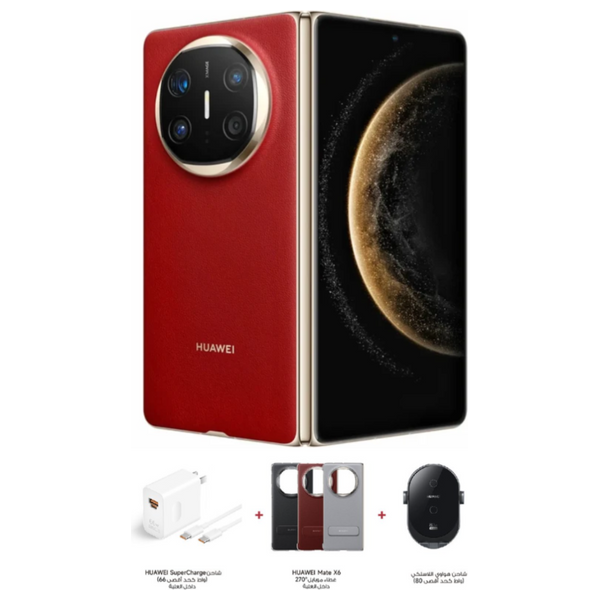 هواوي Mate X6 - دبل سيم - 512/12 كيكابايت + شاحن + حافظة موبايل + حامل موبايل