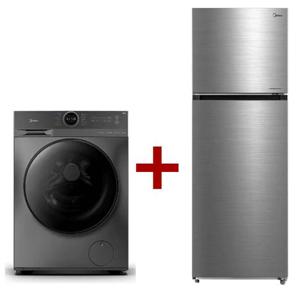  Midea MDRT580MTG46D - 20ft - Conventional Refrigerator - Stainless Steel + Midea MF200W120WB/T - 12Kg - Front Loading Washing Machine - Silver 