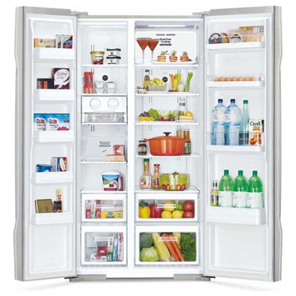 Hitachi R-S700PUQ0 - 22ft - Side By Side Refrigerator - Glass Silver