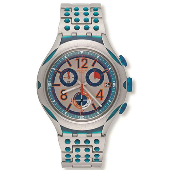  Swatch Watch YYS4007AG For Men - Analog Display, Metal Band - Silver 