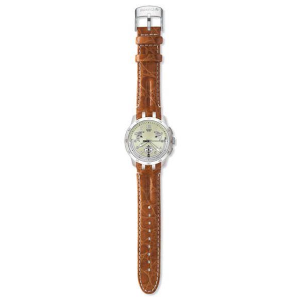 Elryan Swatch Watch YRS401 For Men Analog Display Leather Band