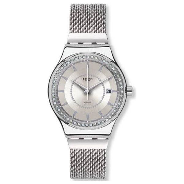  Swatch  Watch YIS406GB For Unisex - Analog Display, Stainless Steel Band - Silver 