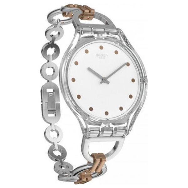  Swatch Watch SVOK102G For Women - Analog Display, Stainless Steel Band - Silver 