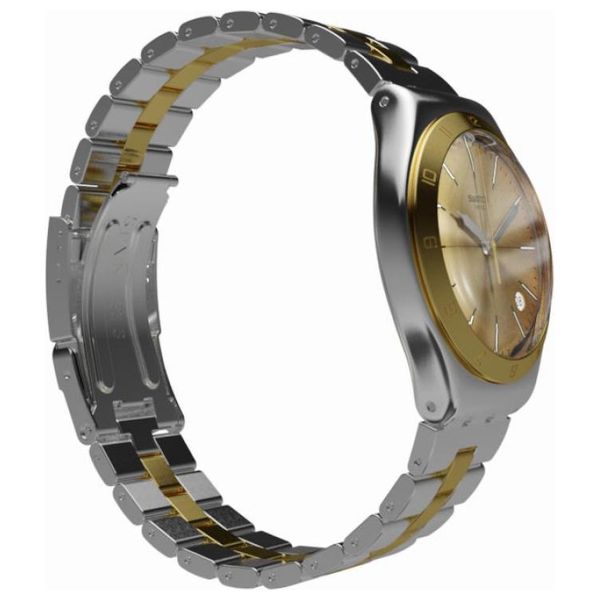 Elryan Swatch Watch YGS473G For Unisex Analog Display Stainless Steel Band Gold