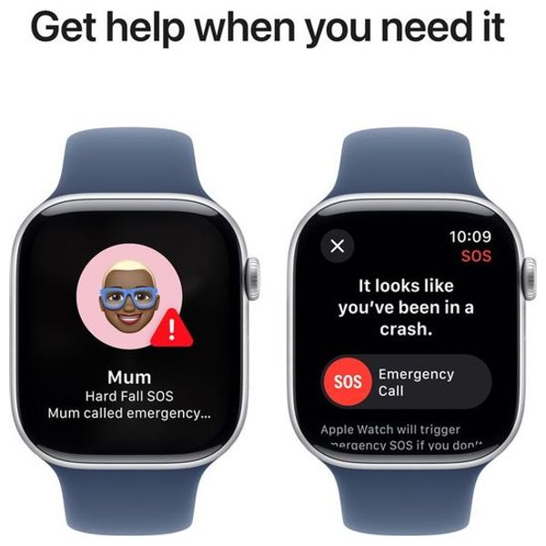  ساعة ابل - Series 10 - ملم46 - هيكل من الألومنيوم باللون السلفر مع حزام رياضي ازرق - سمول/ميديوم 