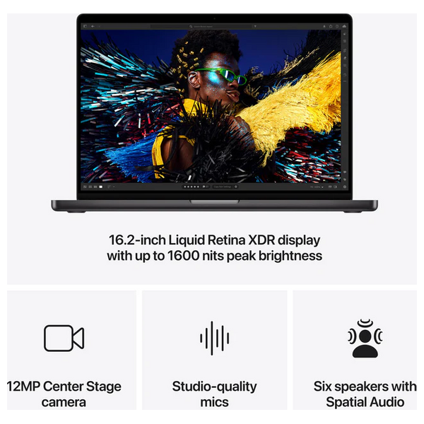 لابتوب ابل ماك بوك برو 16" - M4 Pro 14-Core - 24GB RAM - 512GB SSD - 20-Core - MacOS - اسود