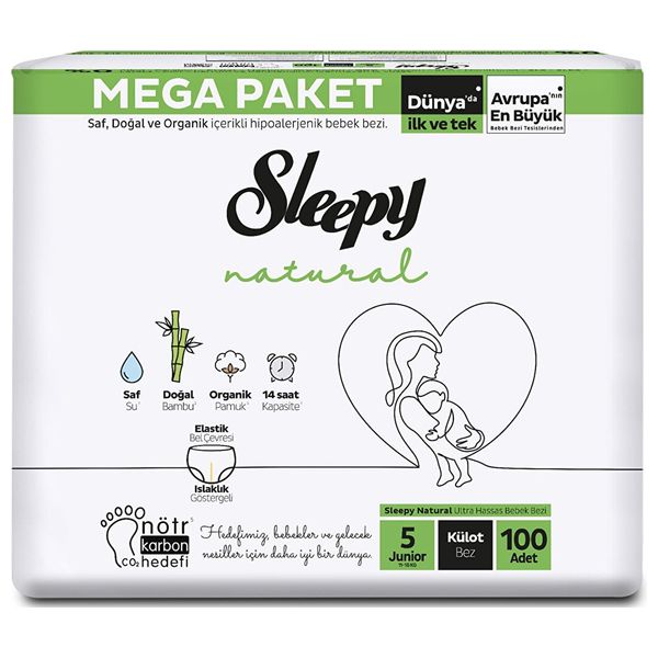 Sleepy Baby Diapers - 11-18 kg - with Bamboo Extract and Organic Cotton - 100 Pieces