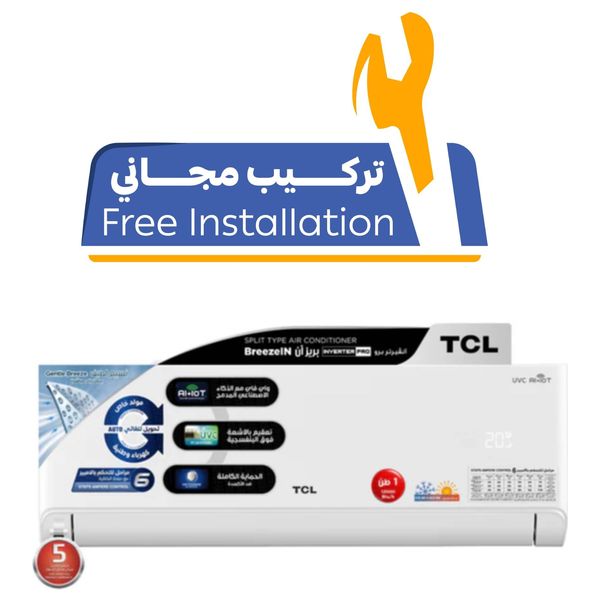  TCL TAC-12CHSA/TPB - 1 Ton - Wall Mounted Split - White - Inverter - 6 stages AMP Control - Free Installation 